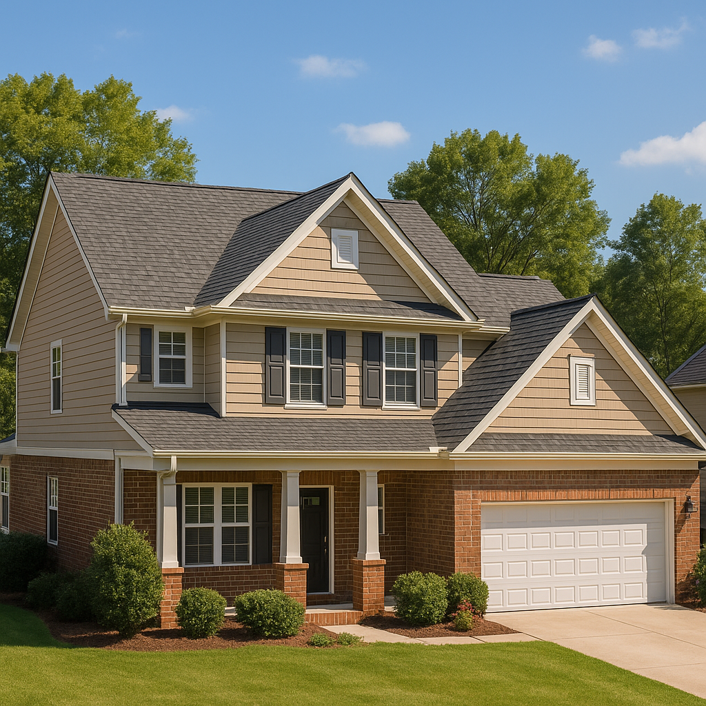 “Beautiful residential home in Knoxville with clean asphalt shingle roof and strong curb appeal under blue sky.”